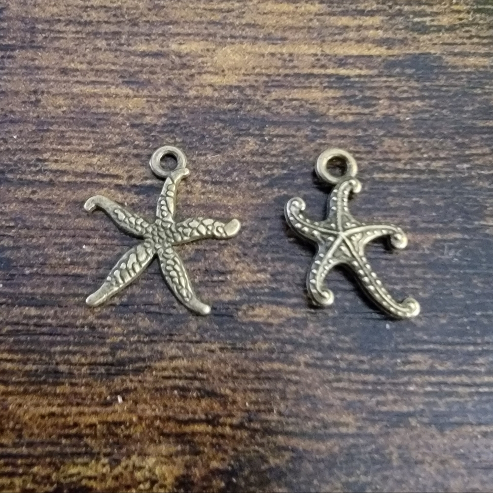 (2) New Starfish Charms + Organza Bag Miniature Fashion Jewelry